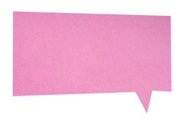 Pink paper speech bubble on transparent background