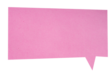 Pink paper speech bubble on transparent background