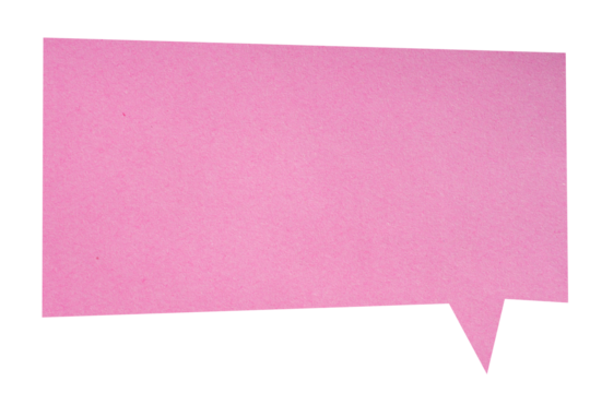Pink paper speech bubble on transparent background - Powered by Adobe