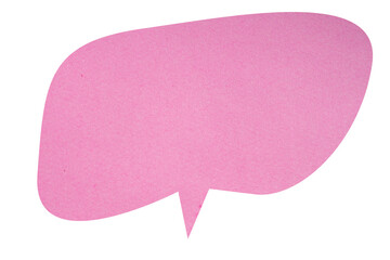 Pink paper speech bubble on transparent background