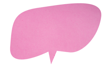 Pink paper speech bubble on transparent background