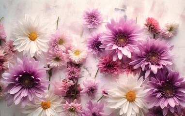 Obraz na płótnie Canvas purple flowers are arranged on white board