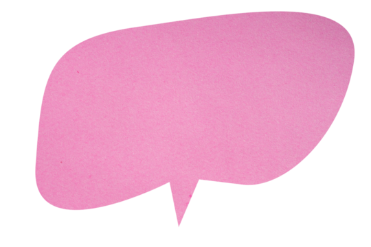 Pink paper speech bubble on transparent background