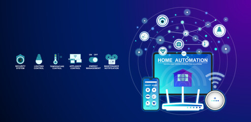 Smart home technology, Home automation system, Application on smartphone for security camera, Electric appliance or Devices control, Infographic program for monitoring or management in the buildings.