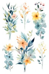 Watercolor Floral Delight: A Charming Wreath Border Bouquet