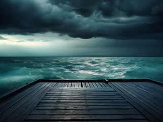Obraz na płótnie Canvas dark stormy sky in front of water