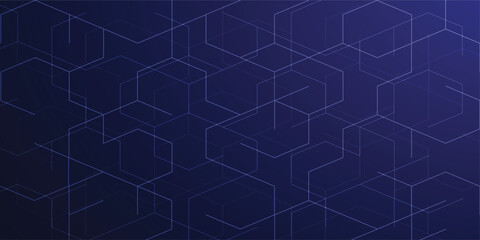 Blue and black background and hexagon 