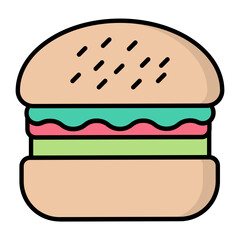 Burger Line Color Icon