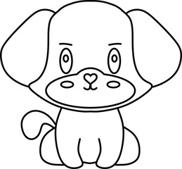 Cute Cartoon Dog Outline Illustration