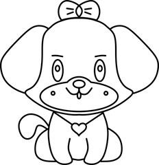 Cute Cartoon Dog Outline Illustration