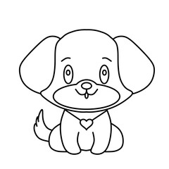 Cute Cartoon Dog Outline Illustration