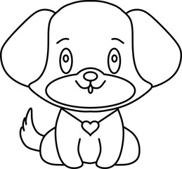 Cute Cartoon Dog Outline Illustration