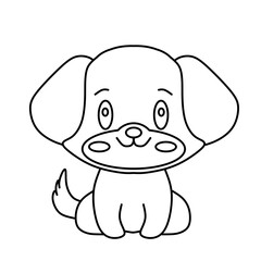 Cute Cartoon Dog Outline Illustration