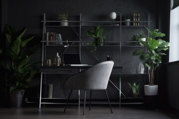 interior background computer wall lamp trendy mockup job stylish living modern. Generative AI.