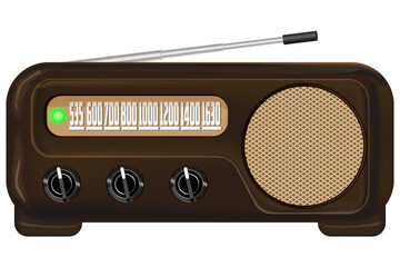 Retro radio receiver. Vector image. Isolated background.