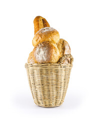 Freshly baked. Different kinds of fresh bread. Fresh fragrant bread on white background. Collection of baked bread