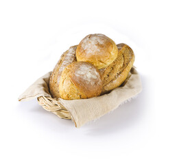 Freshly baked. Different kinds of fresh bread. Fresh fragrant bread on white background. Collection of baked bread
