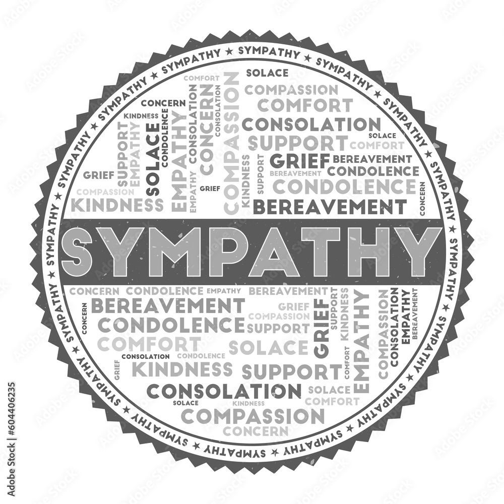 Poster sympathy concept with word clouds and round text. nice colors and grunge texture. classy vector illu