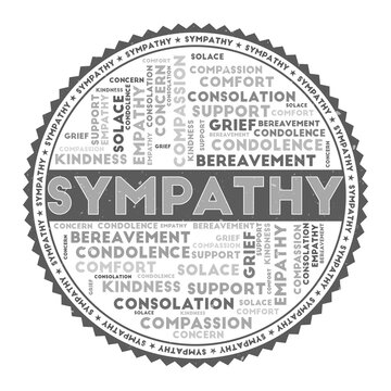 SYMPATHY word image. Sympathy concept with word clouds and round text. Nice colors and grunge texture. Classy vector illustration.