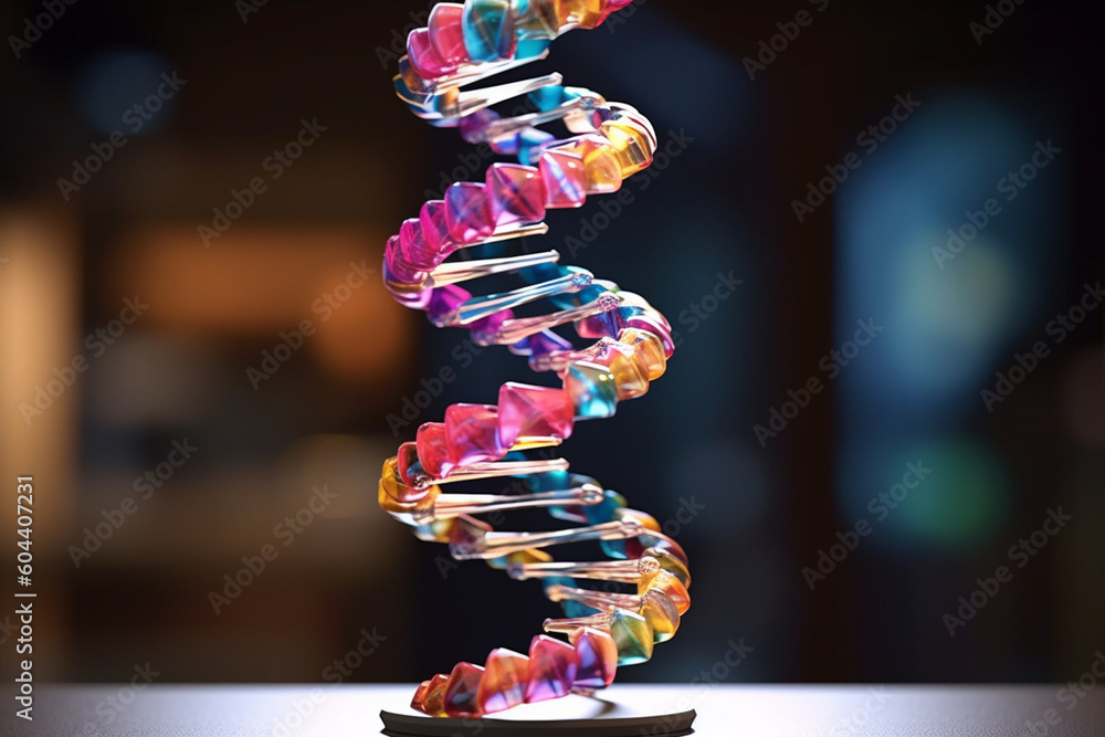 Aufkleber  An abstract sculpture of a DNA double helix, with smooth curves and intricate twists, inviting viewers to contemplate the elegance Generative AI technology.