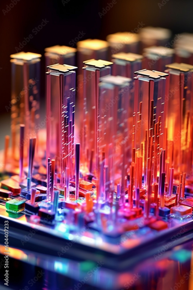 Poster a close-up photograph of a dna gel electrophoresis experiment, showcasing the separation of dna frag