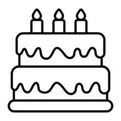 Birthday Cake Thin Line Icon