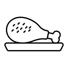 Chicken Leg Thin Line Icon