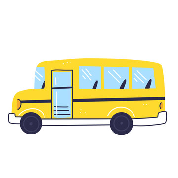 A school bus in a flat style isolated on a white background. Vector illustration.