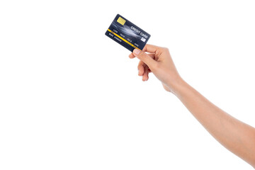 Hand holding credit card.
