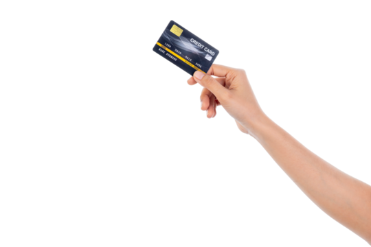 Hand holding credit card.