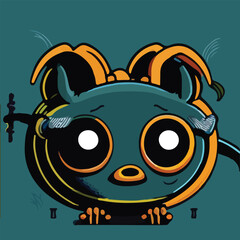 Design a whimsical pop art depiction of a cute rat, with exaggerated features like big round eyes and a button nose, to enhance its endearing qualities