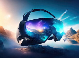 The VR glasses showcased in a creative manner immerse us in a world of limitless possibilities.  Generative Ai, Ai.