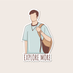 Colorful hand drawn traveler man stickers