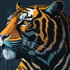Explore the fusion of pop art and wildlife by depicting a tiger head with pop culture references, such as comic book elements or graffiti-inspired details