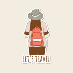 Colorful hand drawn traveler girl stickers