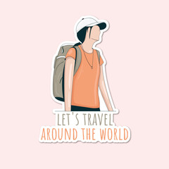 Colorful hand drawn traveler girl stickers