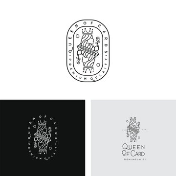queen card logo drawing line art