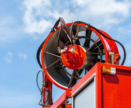 Smoke exhaust fan on a fire truck