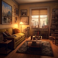 Realistic image of a vintage living room