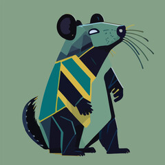 Give a contemporary spin to a classic pop art illustration by portraying a cute rat in a minimalistic, geometric style, focusing on clean lines and bold shapes