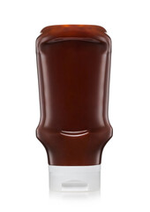 Smoky barbecue bbq classic sauce in plastic container on white background.