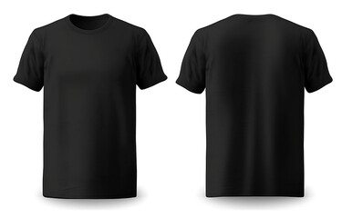 Black Blank T-Shirt Mockup Template for Front and Back, Isolated on White - Ready for Your Design, generative AI