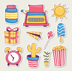 Set of colorful hand drawn Cute stickers