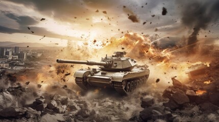 Tank War. Generative AI - obrazy, fototapety, plakaty