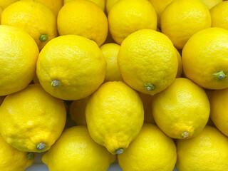 Lemons in a shop window close up