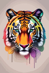 a tiger rainbow abstract texture art concept vector illustration