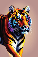 a tiger rainbow art texture vector illustration