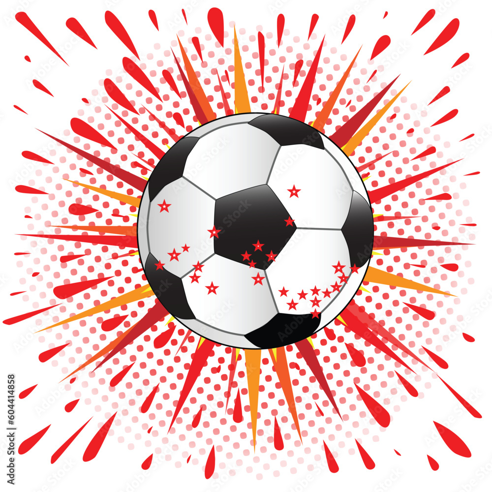 Canvas Prints red and yellow cartoon soccer ball splash