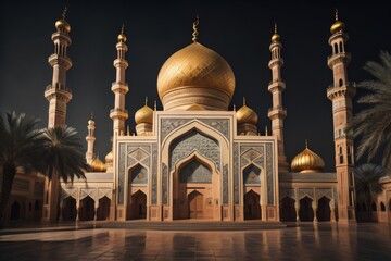 Fototapeta na wymiar Mosque Image Beautiful Background Ai Generates