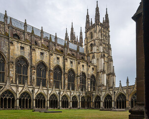 Fototapeta na wymiar Architecture of Canterbury cathedral in the city of Canterbury, Kent, UK